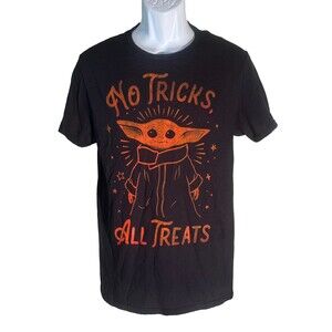 STAR WARS NO TRICKS ALL TREATS Short Sleeve Halloween T-Shirt Black Small NWOT